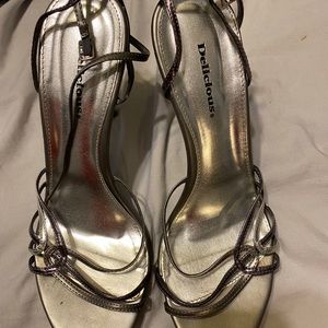 Silver strappy heels